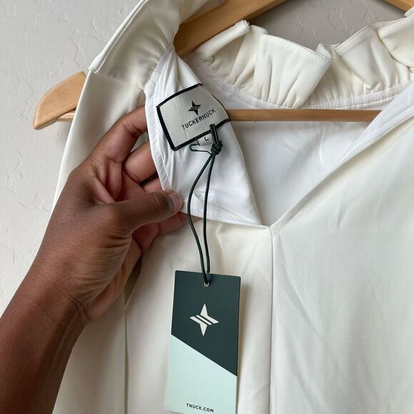 NEW Tuckernuck Dress Bow Back Blythe White Sleeveless Mini Dress Size L - Picture 5 of 11